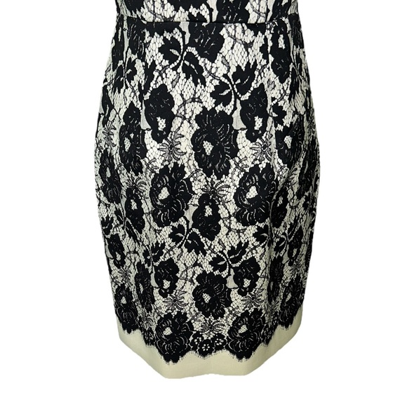 Milly of New York Genevieve Cream Black Lace Illusion Mini Slip Dress - 6 - Picture 6 of 16